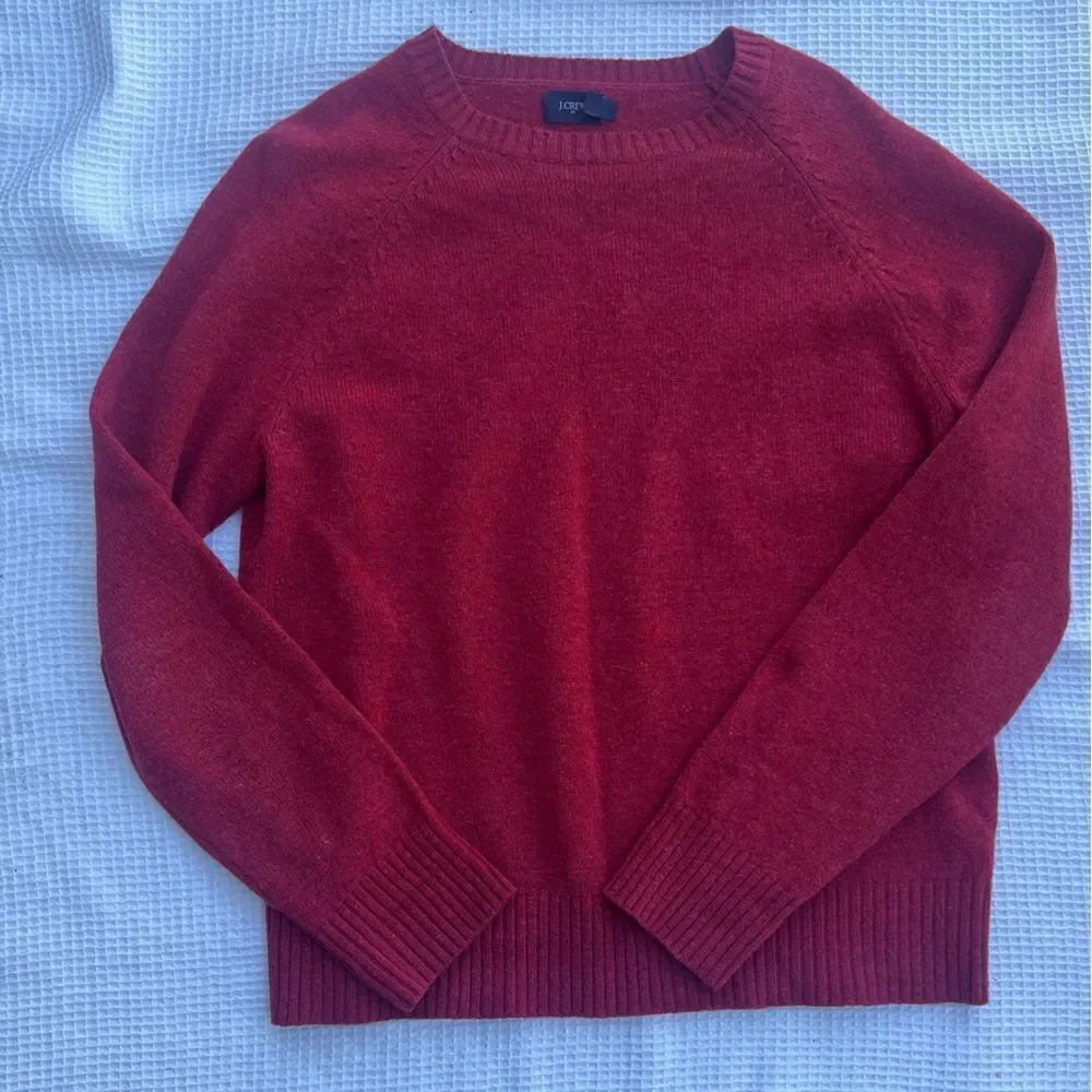 J.CREW Factory Women’s 100% Lambs Wool Red Long Sleeve Crewneck Sweater Size S